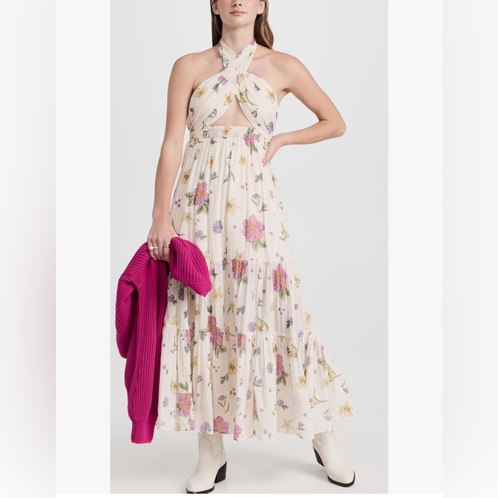 FREE PEOPLE Convertible LUNA Floral Maxi Skirt ivory size small - Picture 1 of 10
